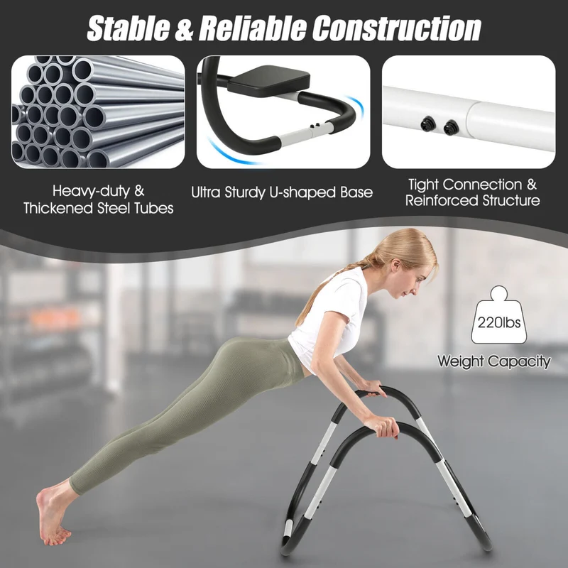 Portable Ab Trainer, Headrest And Foam Handle, White