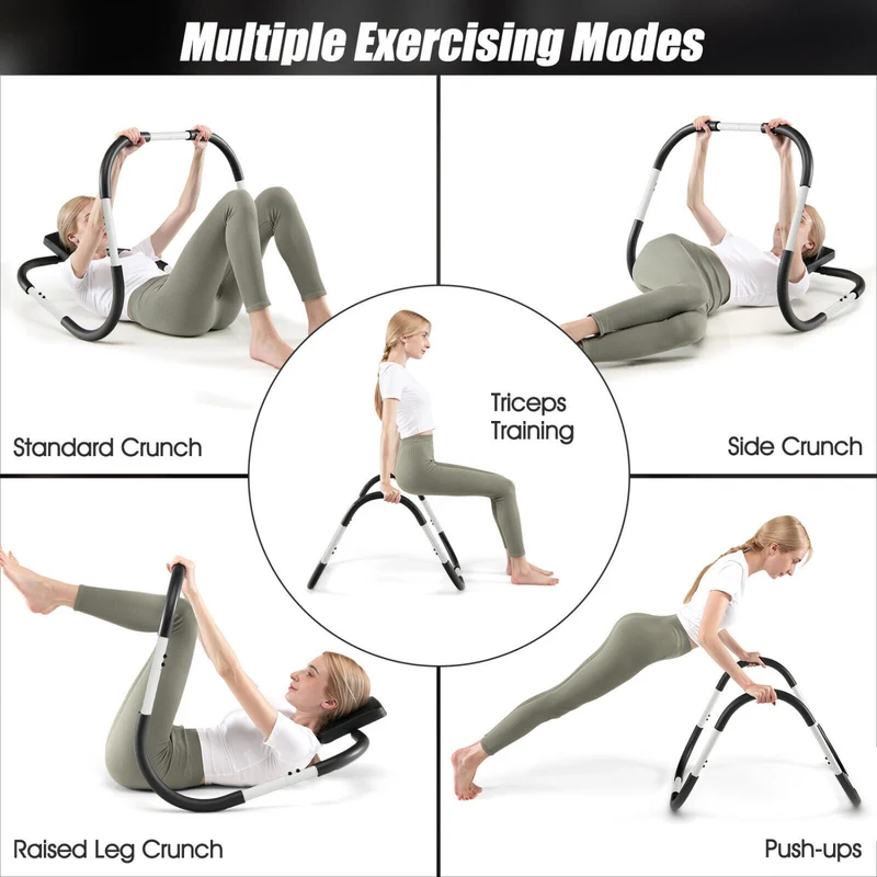 Portable Ab Trainer, Headrest And Foam Handle, White