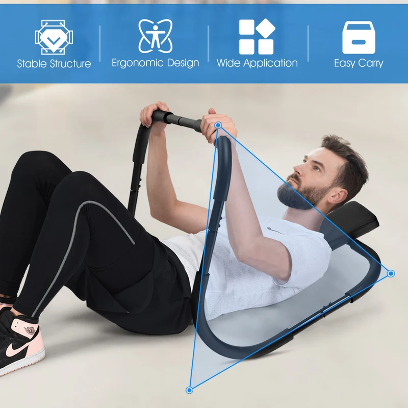 Portable Ab Trainer, Fitness Crunch Exerciser With Headrest, Black