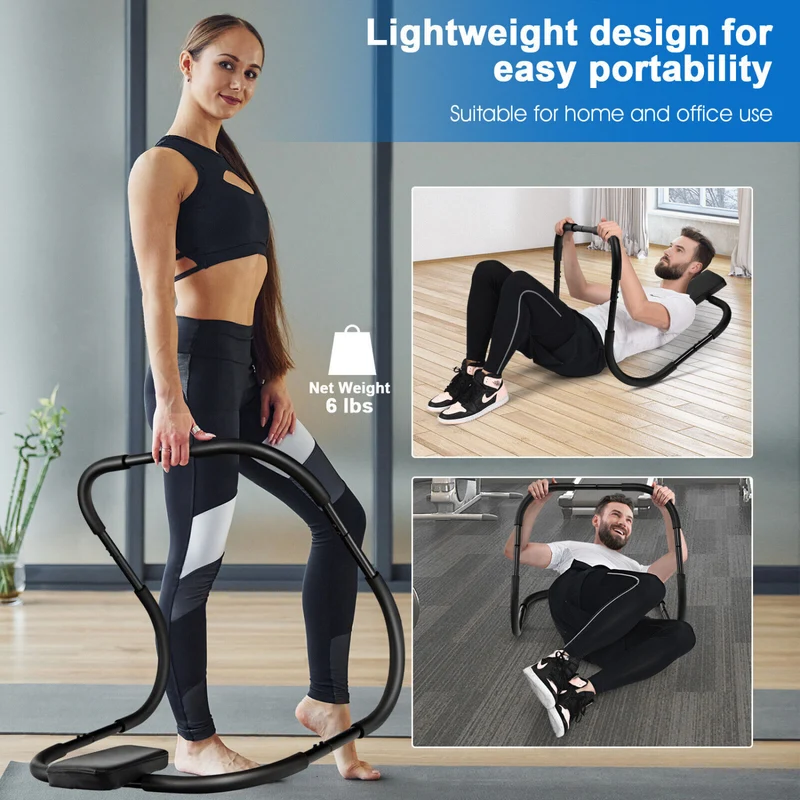 Portable Ab Trainer, Fitness Crunch Exerciser With Headrest, Black