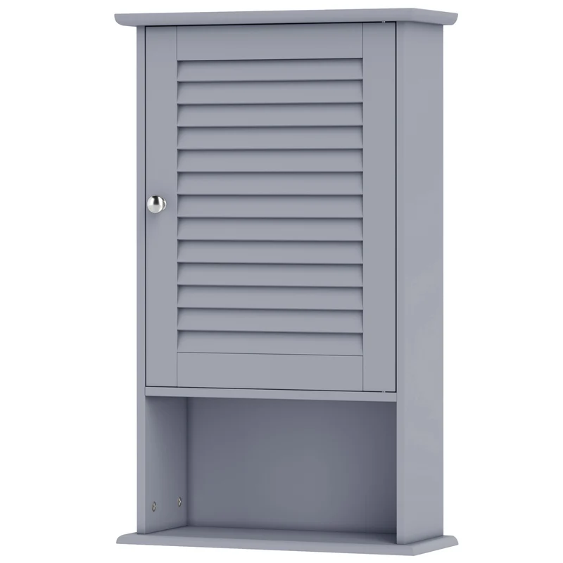 Wall Mount Storage Cabinet, Single Door, Height Adjustable Shelf, Gray