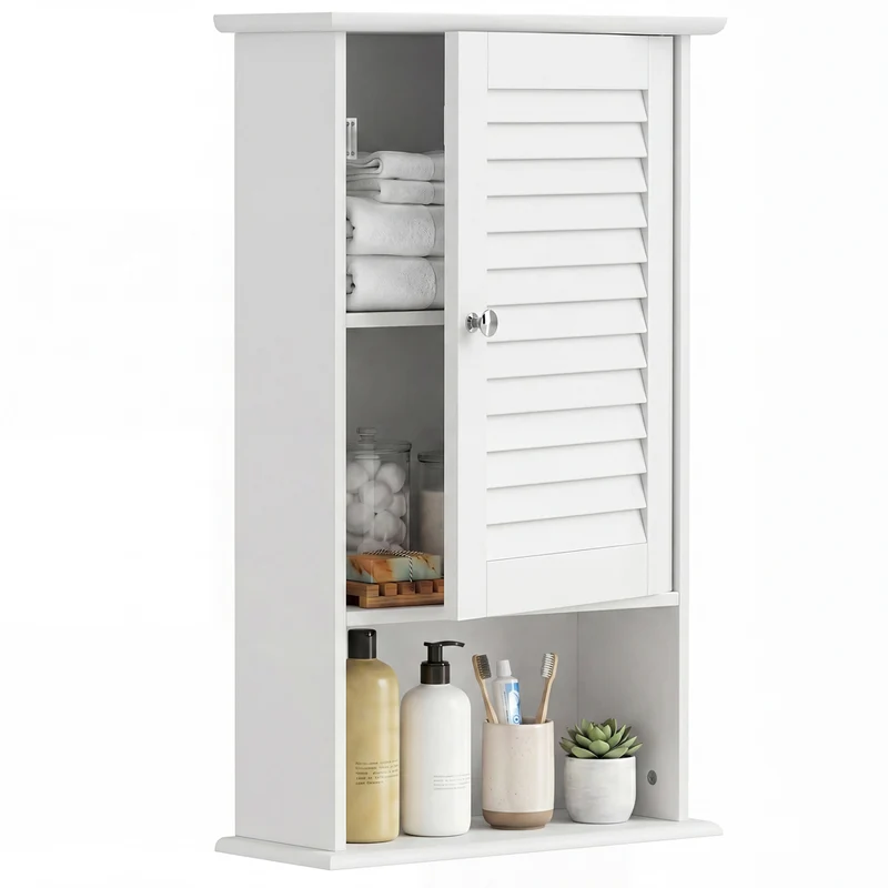27.5 Inch H Wall Hanging Bathroom Storage Cabinet, White
