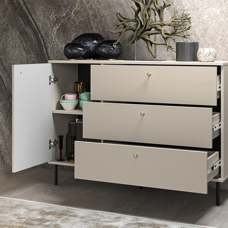 Buffet 1 porte 3 tiroirs Nova Cachemire