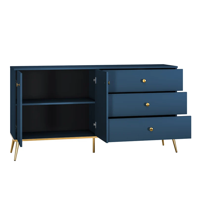Buffet 2 portes 3 tiroirs Thalia Bleu