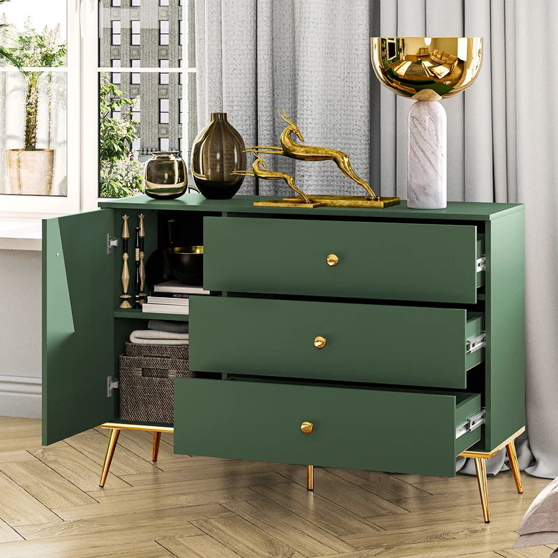 Buffet 1 porte 3 tiroirs Thalia Vert