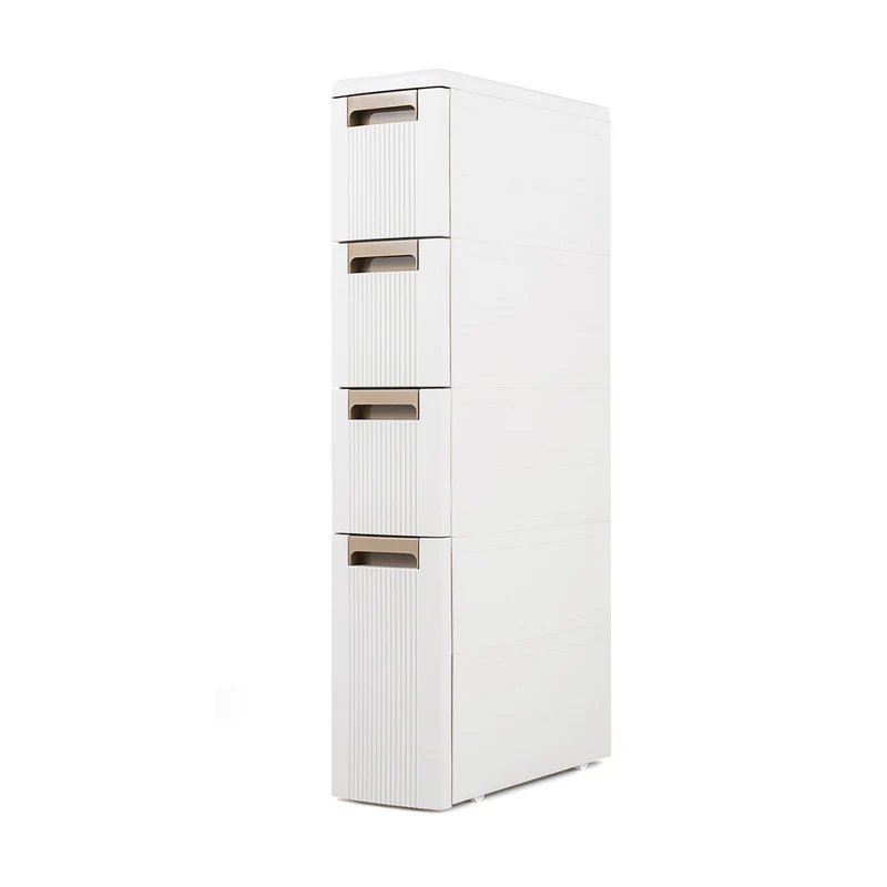 Narrow Storage Cabinet With Drawers, M, Beige