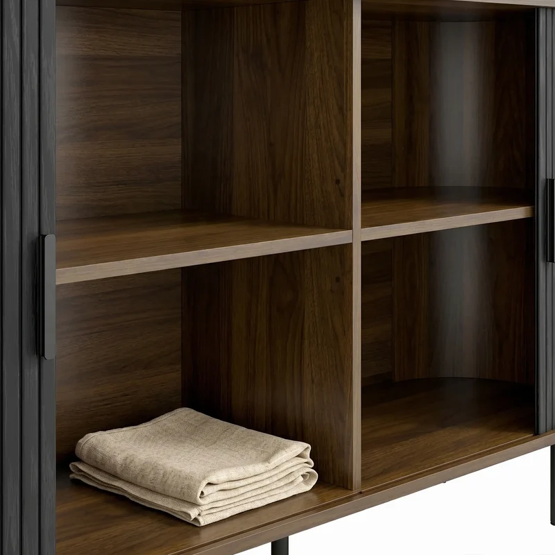 Fluted Sideboard Buffet Cabinet, 55", Black