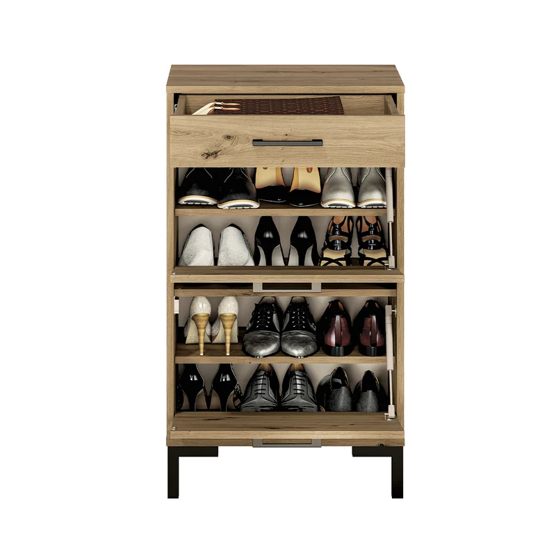Meuble à chaussures 2 portes vérin 1 tiroir Liora Bois