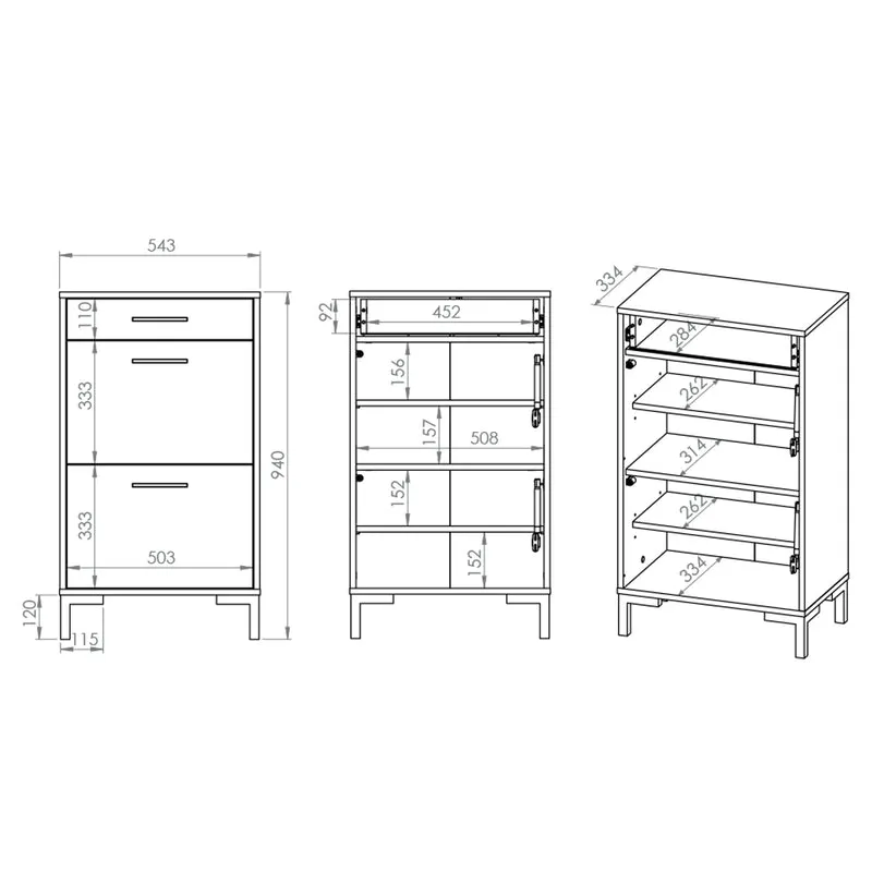 Meuble à chaussures 2 portes vérin 1 tiroir Liora Bois