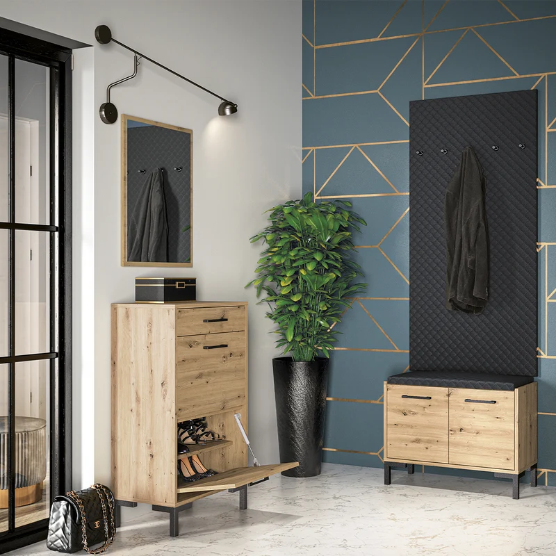 Banc meuble à chaussures 2 portes Liora Bois