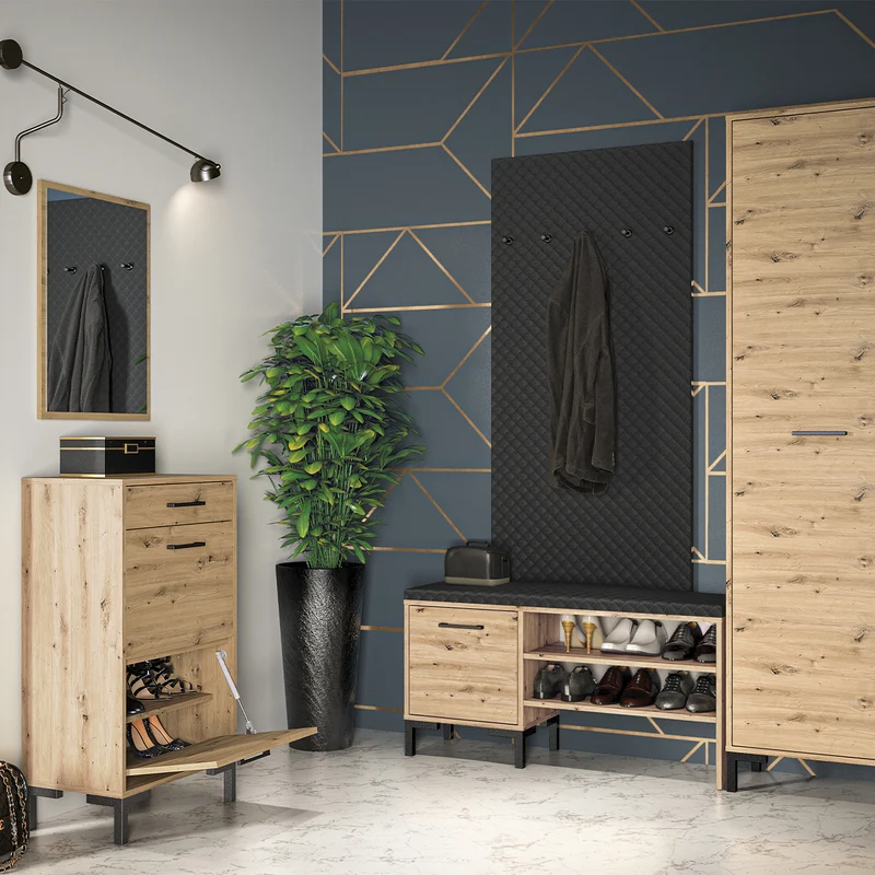 Banc meuble à chaussures 1 porte Liora Bois