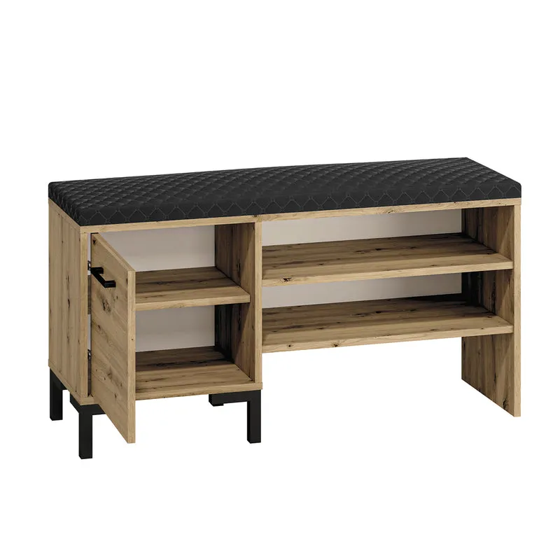 Meuble entrée porte-manteau et banc à chaussures 1 porte Liora Bois