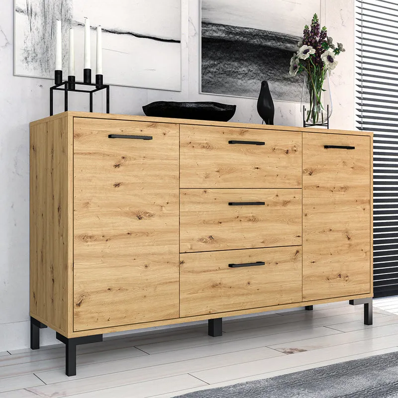 Buffet 2 portes 3 tiroirs 138 cm Liora Bois
