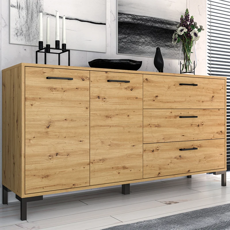 Buffet 2 portes 3 tiroirs 160 cm Liora Bois