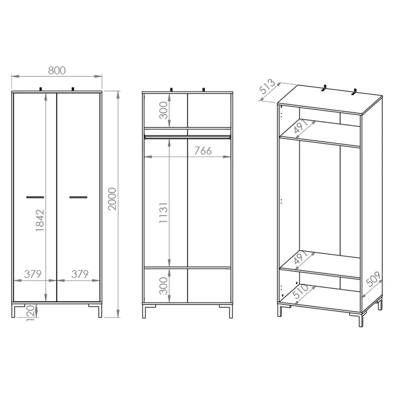 Armoire 2 portes Liora Bois