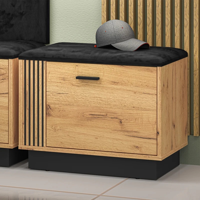 Banc meuble à chaussures 1 porte Nilo Bois