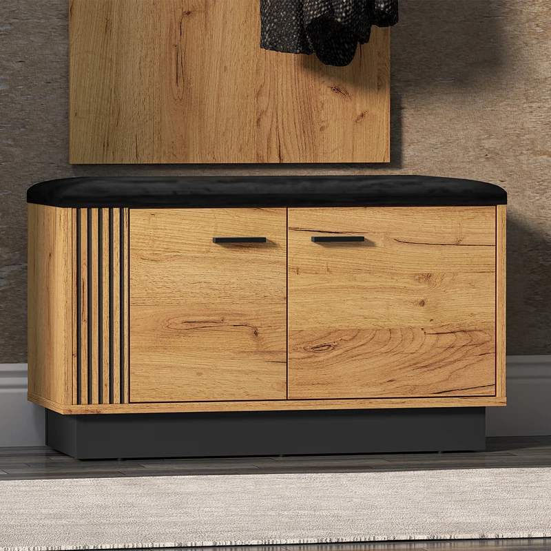 Banc meuble à chaussures 2 portes Nilo Bois