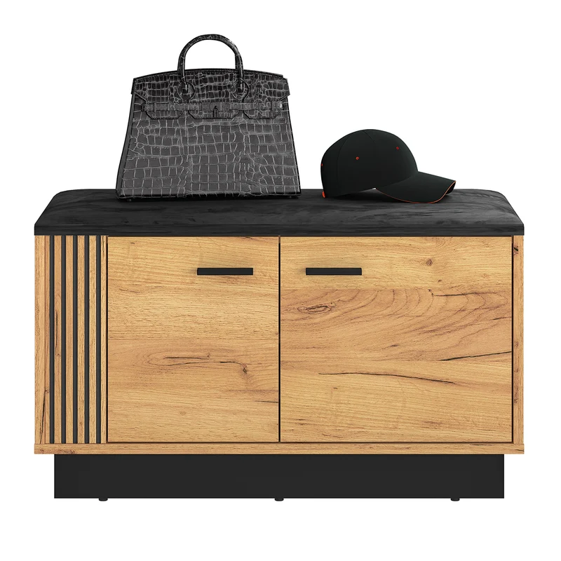 Banc meuble à chaussures 2 portes Nilo Bois