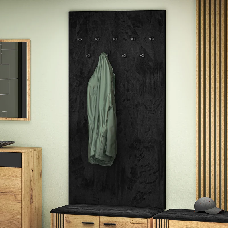 Meuble entrée porte-manteau et banc à chaussures 2 portes Nilo Bois