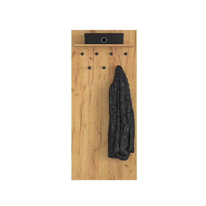 Porte-manteau mural 7 patères 1 étagère Nilo Bois