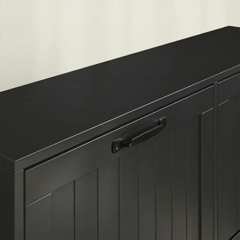 Shoe Cabinet with 4 Flip Drawers, Freestanding Narrow Shoe Storage Cabinet with Adjustable Shelves, Open Back, Black