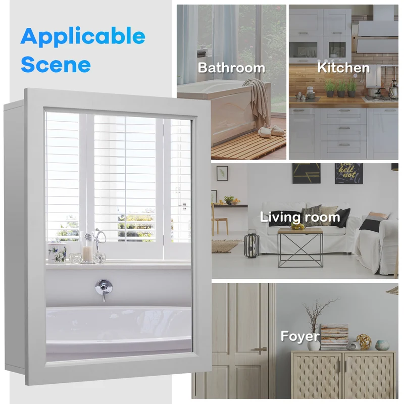 Wall Mounted Mirrored Medicine Cabinet, Gray