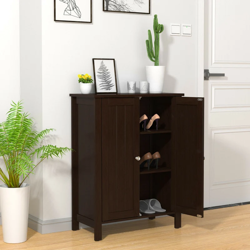 2-Door Bathroom Floor Cabinet, Brown