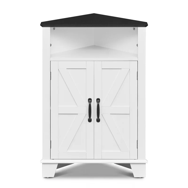 4-Tier Corner Storage Cabinet, Open Shelf, White