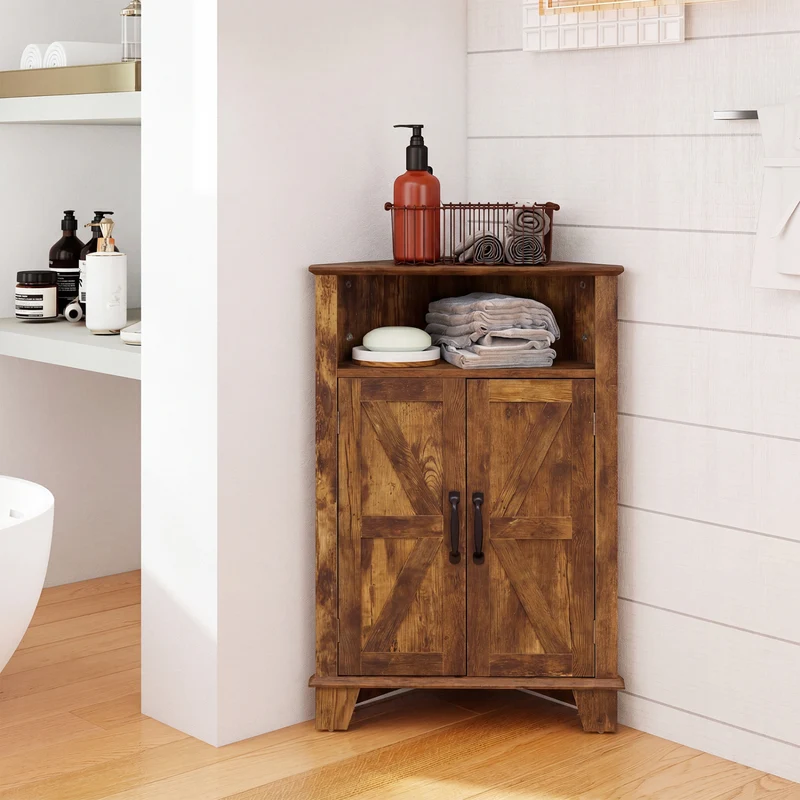 4-Tier Corner Cabinet, Rustic Brown