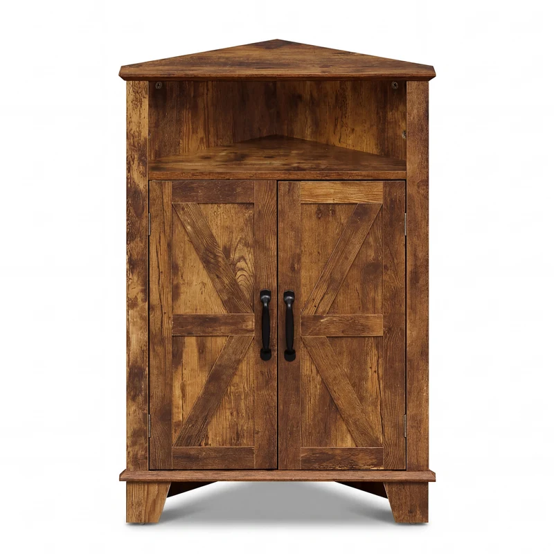 4-Tier Corner Cabinet, Rustic Brown