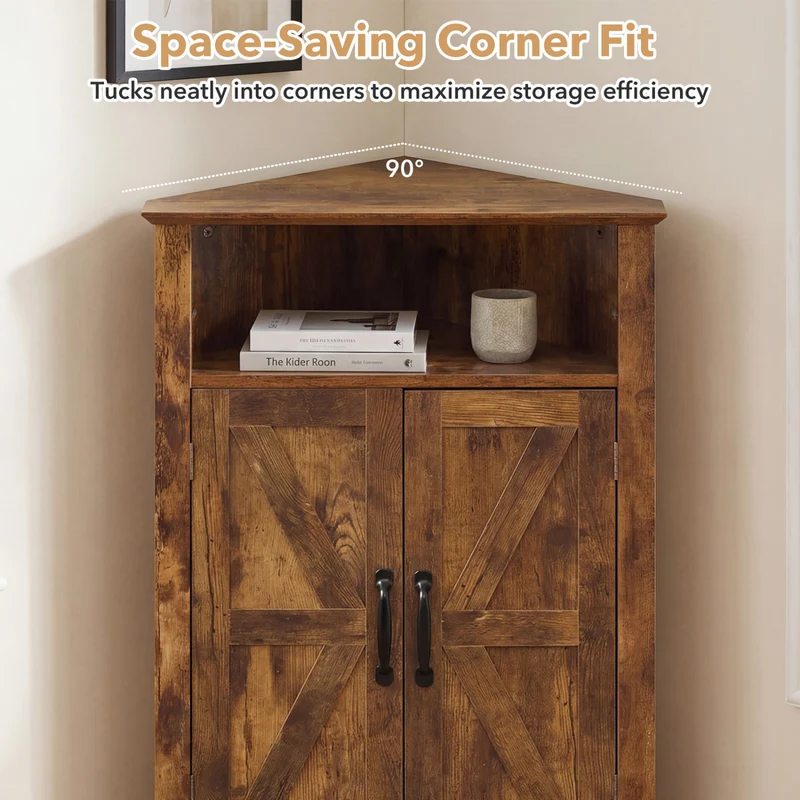 4-Tier Corner Cabinet, Rustic Brown
