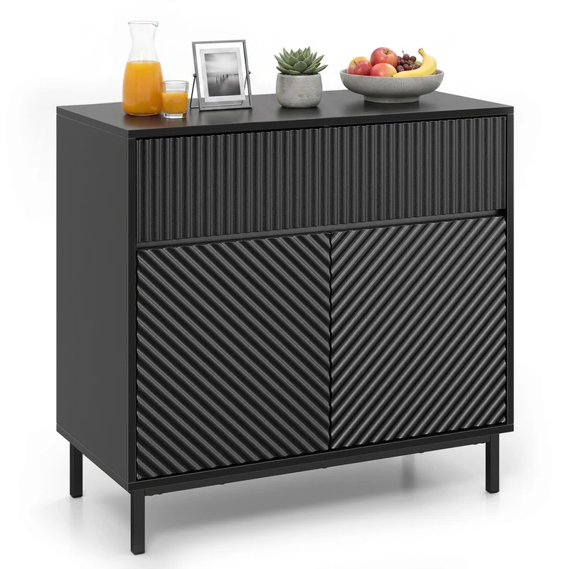 32" Wide Buffet Cabinet, 2 Doors, 1 Drawer, Black