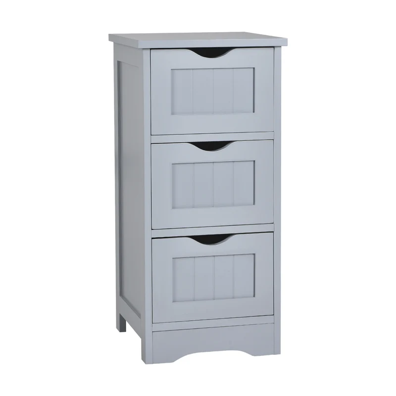 Wooden Free Standing Storage Cabinet, 3-Tier, Gray
