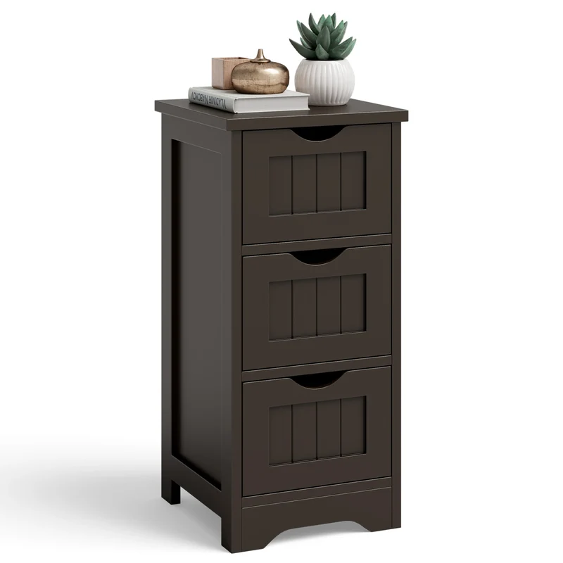 Wooden Free Standing Storage Cabinet, 3-Tier, Brown