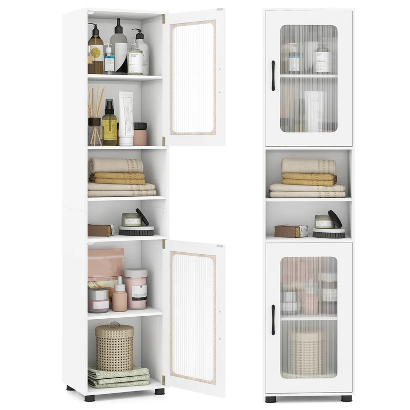 Tall Bathroom Storage Cabinet, 67 Inches, White
