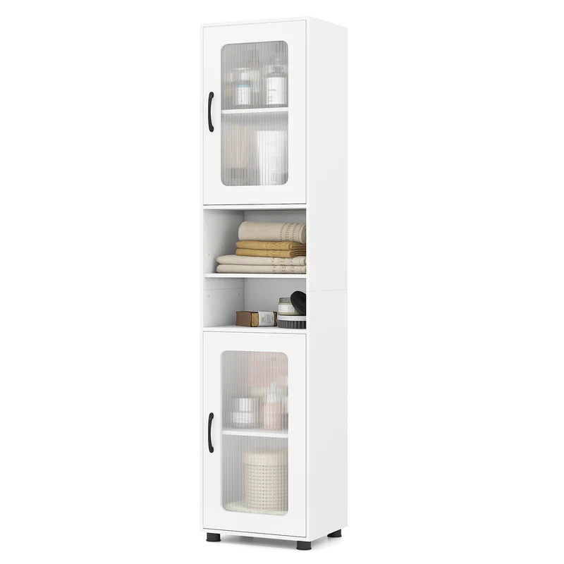 Tall Bathroom Storage Cabinet, 67 Inches, White