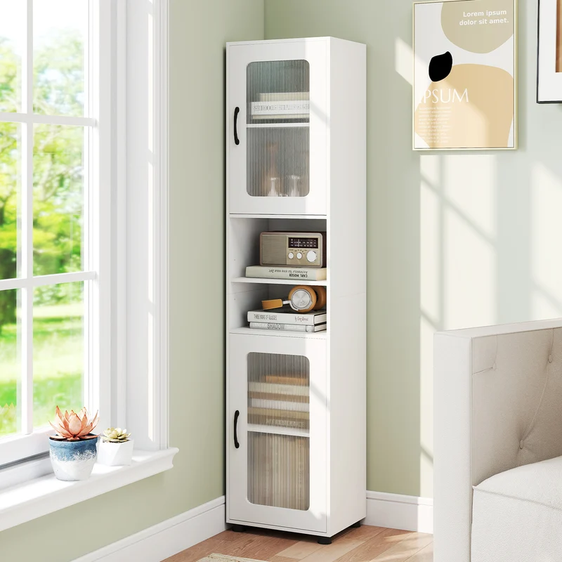 Tall Bathroom Storage Cabinet, 67 Inches, White
