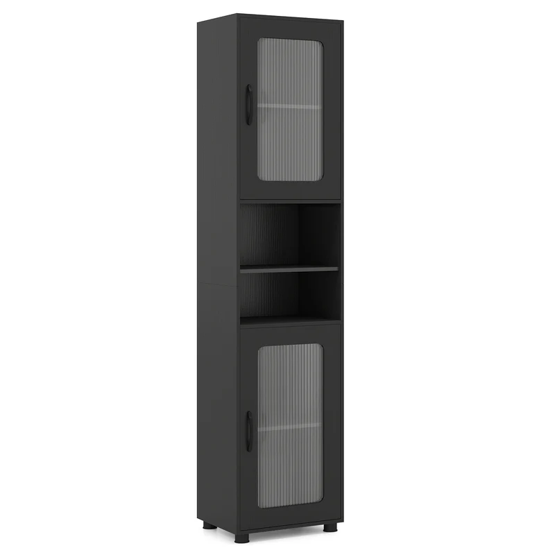 Tall Bathroom Storage Cabinet 67 In, Black