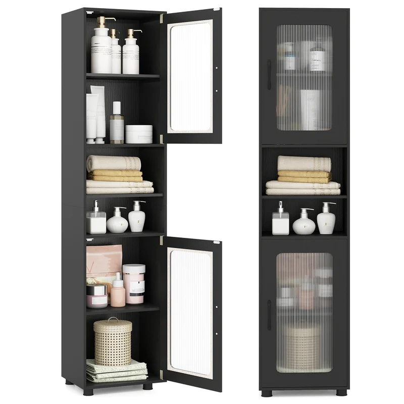 Tall Bathroom Storage Cabinet 67 In, Black