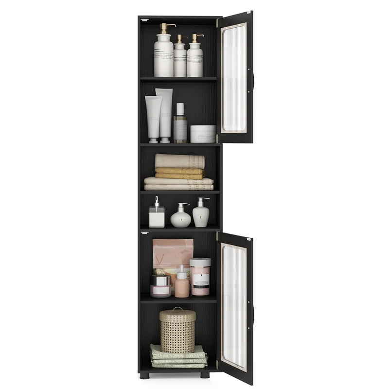 Tall Bathroom Storage Cabinet 67 In, Black