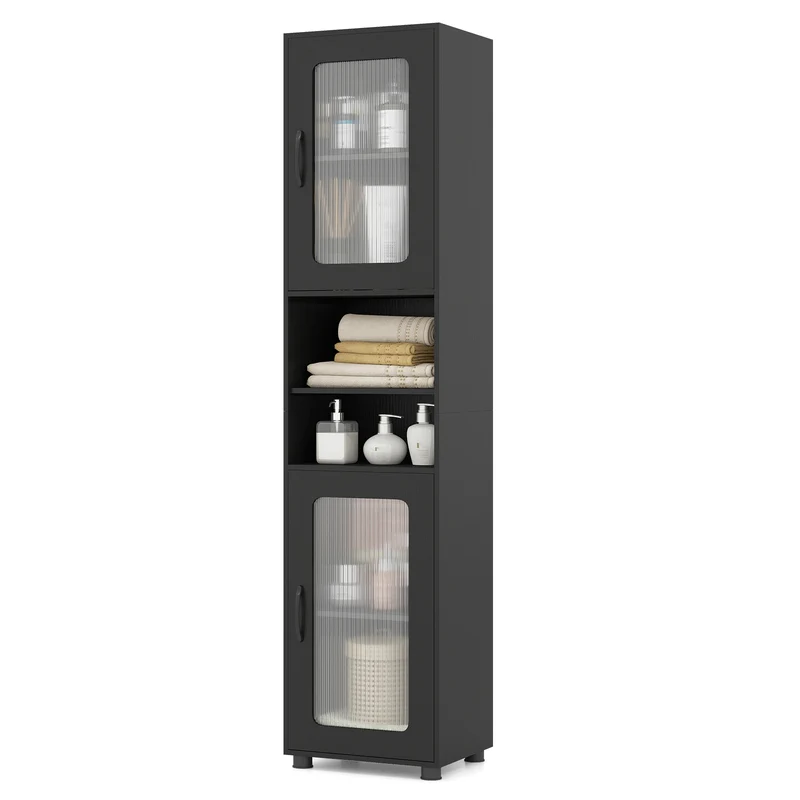 Tall Bathroom Storage Cabinet 67 In, Black