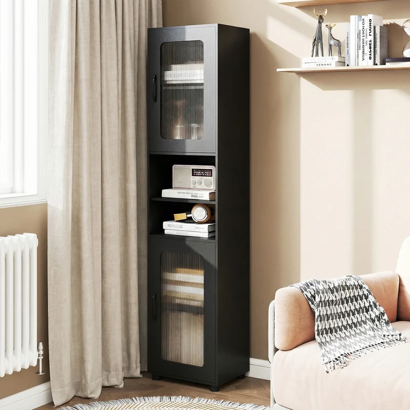 Tall Bathroom Storage Cabinet 67 In, Black