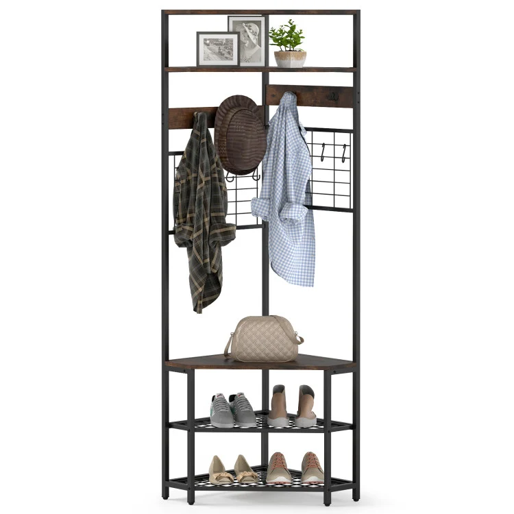 Entryway Set, 44" Console Table, 5-Tier Corner Hall Tree, Bench