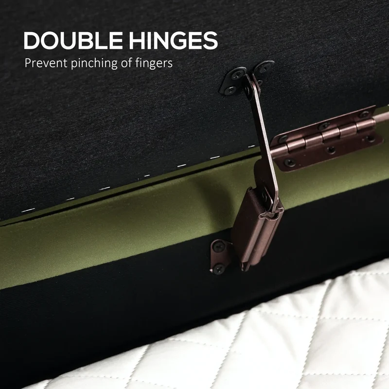 Upholstered Channel Tufted Ottoman Bench, Dark Green