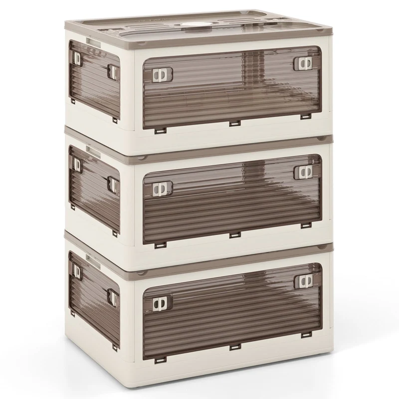 Stackable Storage Bins, 8 Gal, 3-Pack With Lids, White