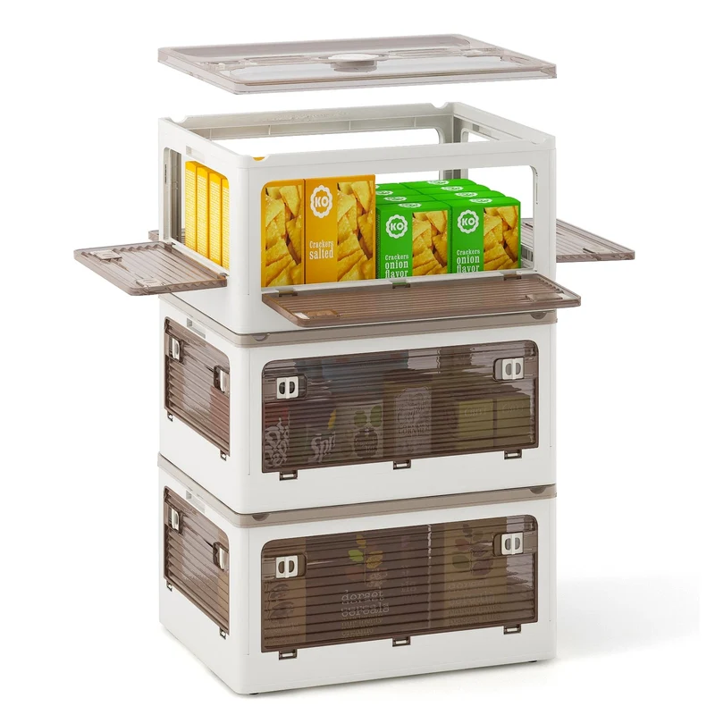 Stackable Storage Bins, 8 Gal, 3-Pack With Lids, White