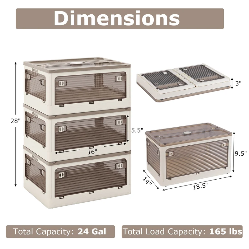 Stackable Storage Bins, 8 Gal, 3-Pack With Lids, White