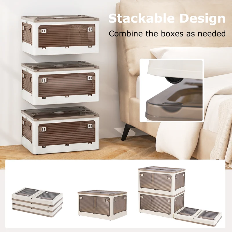 Stackable Storage Bins, 8 Gal, 3-Pack With Lids, White