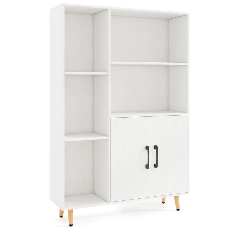 Free Standing Pantry Cabinet, 2 Door, 5 Shelves, White
