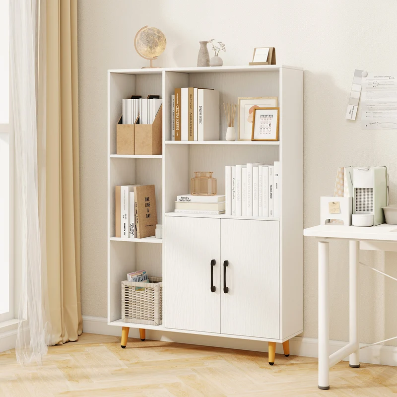 Free Standing Pantry Cabinet, 2 Door, 5 Shelves, White
